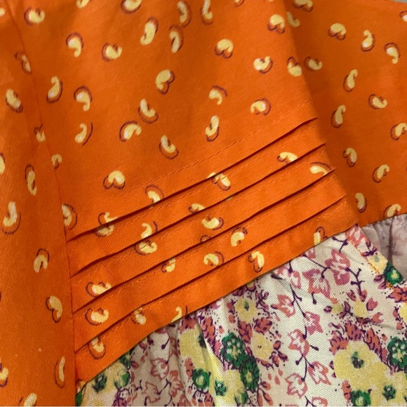 Anthropologie Maeve Orange Patterned V Neck Long Sleeve Blouse Size XS - Picture 12 of 14
